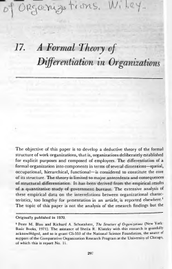 17. A Formal Theory of Differentiation in Organizations