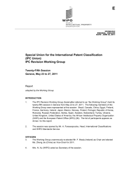 Document IPC/WG/25/2 - Report, 25th Session IPC Revision