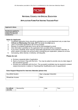 Teaching Post Application Form - National Council for Special