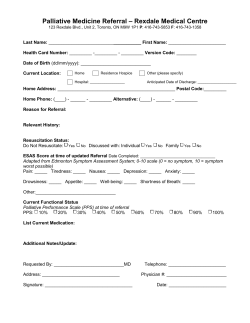 Palliative Medicine Referral &ndash; Rexdale Medical Centre