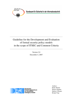 Guideline for the Development and Evaluation of formal security