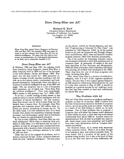 Does Deep Blue use AI? - Association for the Advancement of