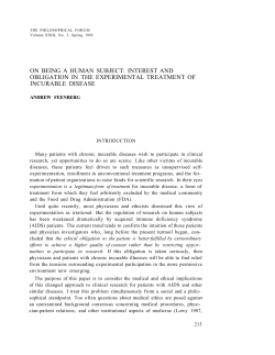 on being a human subject: interest and obligation in the