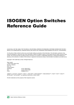 ISOGEN Option Switches Reference Guide