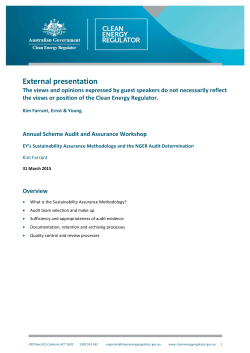 EYs Sustainability Assurance Methodology and the NGER Audit
