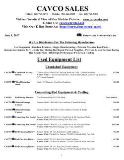 Cavco Sales Used Equipment List
