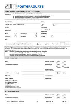 FORM PGR11 APPOINTMENT OF EXAMINERS PLEASE NOTE