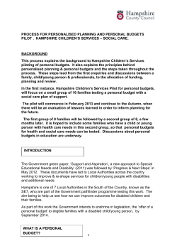 process for personalised planning and personal budgets in hampshire