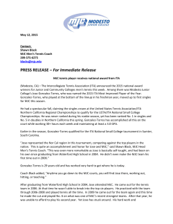 MJC tennis player receives national award from ITA