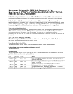 Background Statement for SEMI Draft Document 5411A New Standard