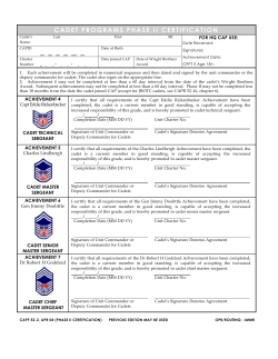 cadet programs phase i certification