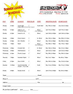 DAY TIME LEAGUE PER TEAM TYPE MEETING DATE START