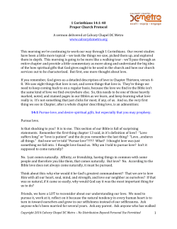 1 Corinthians 14:1-40 Proper Church Protocol A sermon delivered at