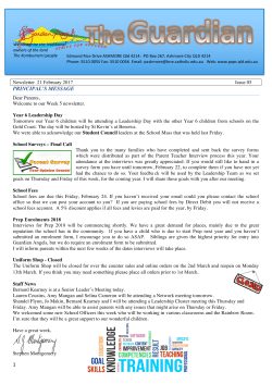 Term 1 Week 05 Newsletter 21 February 2017