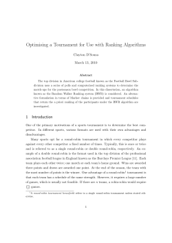 Optimising a Tournament for Use with Ranking Algorithms