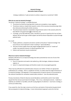 1 Industrial Strategy Alternative Heads of Report Strategy is defined