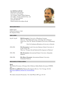 RESEARCH FOCUS Public Choice Political Economy of Aid