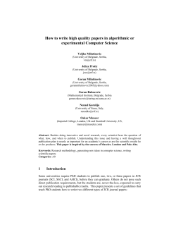 How to write high quality papers in algorithmic or experimental