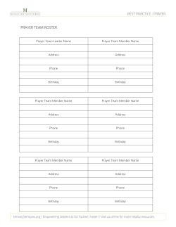 Prayer Team Roster - Ministry Ventures Online