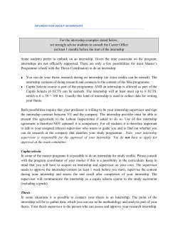 general guidelines for Master`s internship
