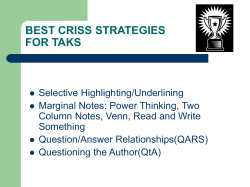 BEST CRISS STRATEGIES FOR TAKS