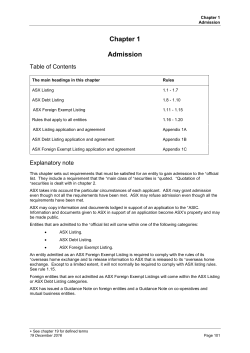 ASX Listing Rules Chapter 1