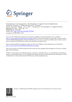 Introduction to the Symposium: The Discipline of Applied General