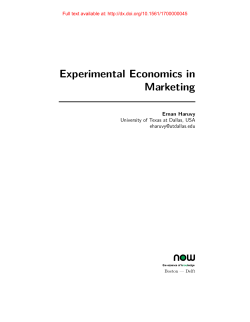 Experimental Economics in Marketing