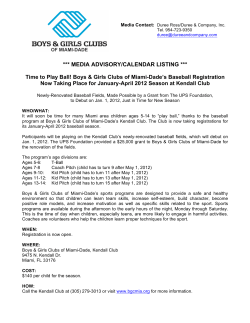 MEDIA ADVISORY/CALENDAR LISTING *** Time to Play Ball! Boys