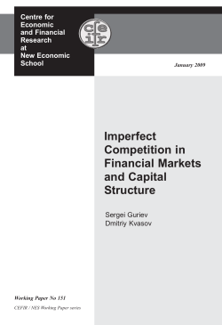 151. Imperfect competition in financial markets and capital structure