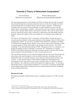 Towards a Theory of Networked Computation
