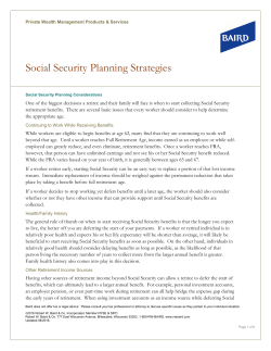 Social Security Planning Strategies