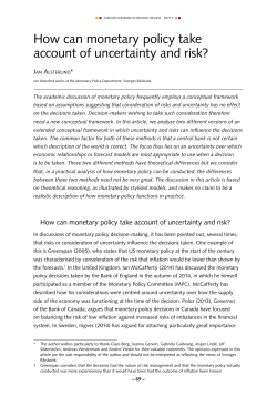 2015:3 How can monetary policy take account of uncertainty and risk?