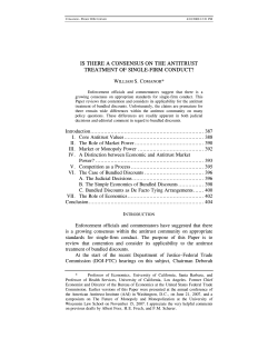 is there a consensus on the antitrust treatment of single