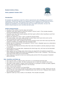 Student Uniform Policy Policy updated: October