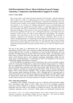 Self-Determination Theory Meets Solution