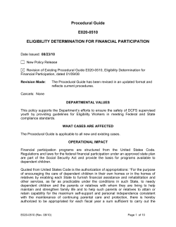 E020-0510, Eligibility determination for financial participation