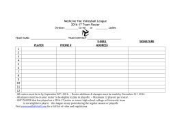 2016-17 Roster Form - Medicine Hat Volleyball League