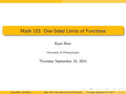 Math 103: One-Sided Limits of Functions - Penn Math