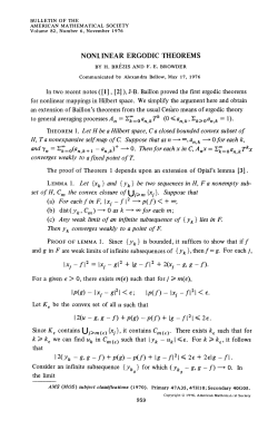 JB. B&acirc;illon proved the first ergodic theorems for