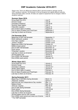 OSP Academic Calendar 2016