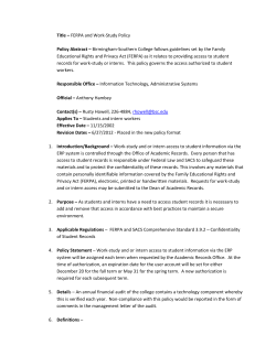 Title – FERPA and Work-Study Policy Policy Abstract – Birmingham