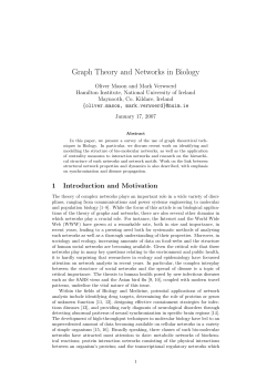 Graph Theory and Networks in Biology