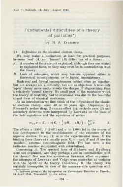 Fundamental difficulties of a theory of particles*)