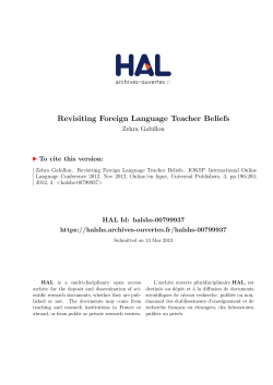 Revisiting Foreign Language Teacher Beliefs