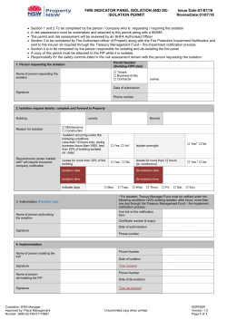 Fire Indication Panel Isolation and Deisolation Permit
