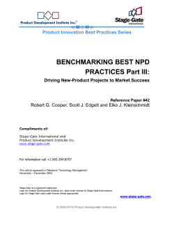 BE ENCHM MARK PRA KING ACTIC BEST CES P T NPD Part III D I: