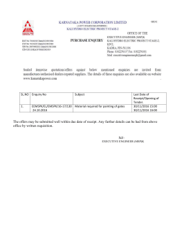SL.NO Enquiry No Subject Last Date of Receipt/Opening of Tender