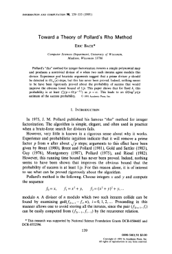 Toward a Theory of Pollard`s Rho Method fo=x, fi =x2 + Y, f2= (x2 + y