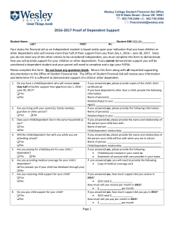 2016-2017 Proof of Dependent Support